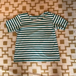 ❤️Vintage scoop neck cotton tee Mint green & white